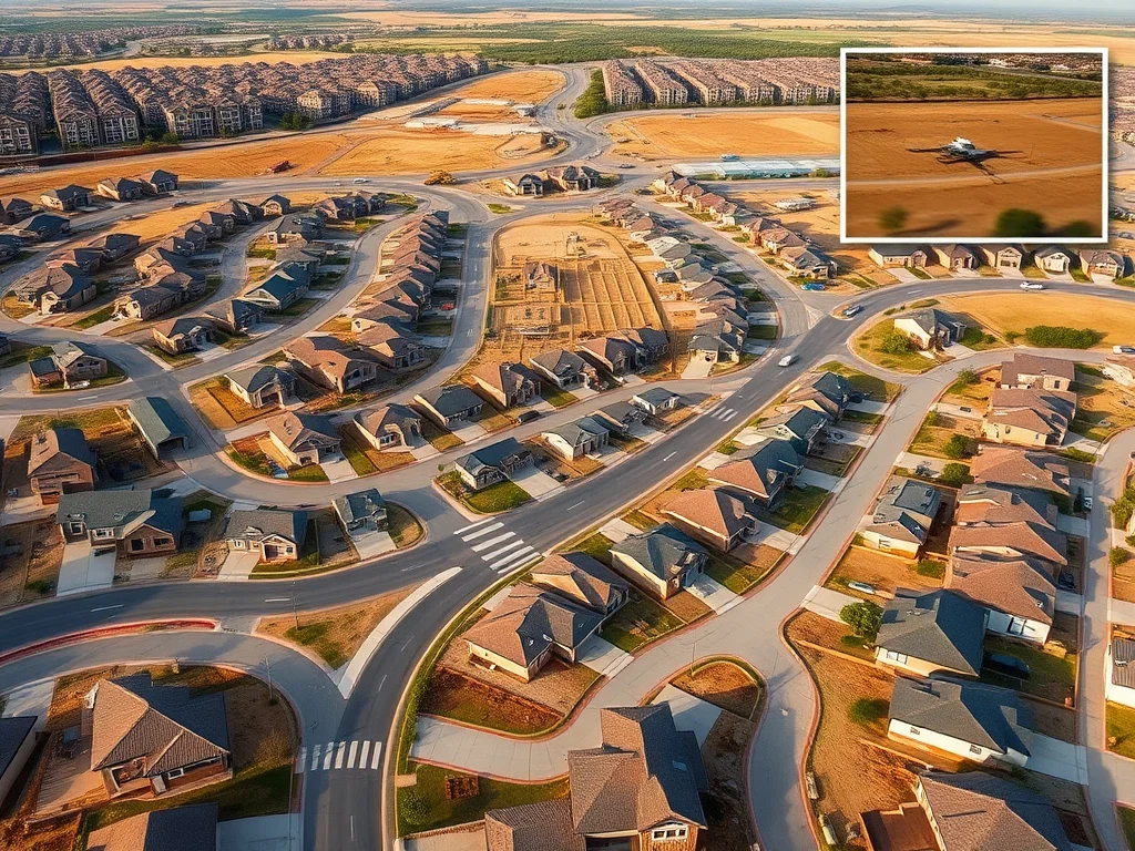 Aerial view of a production home builder's tract-home development under construction